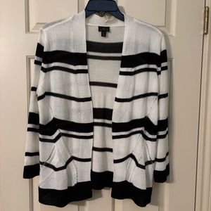 Worthington Black and White Open Sweater